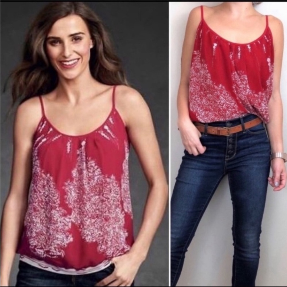 CAbi Red Spaghetti Strap Printed Camisole - Picture 5 of 5